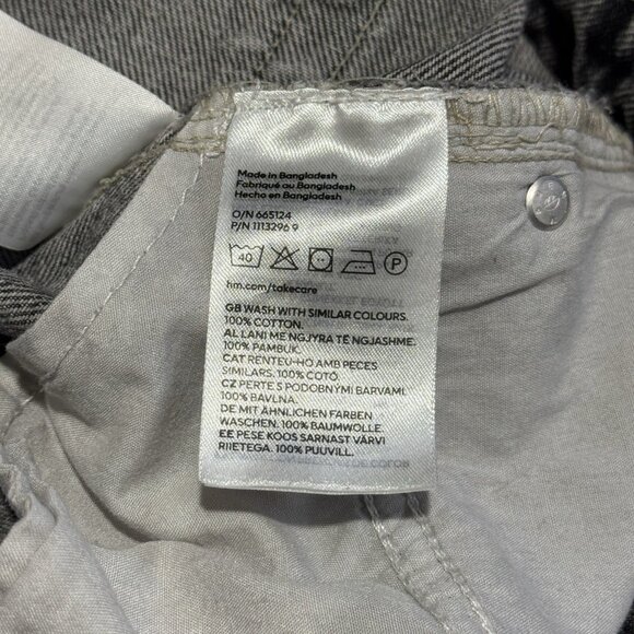 &Denim H&M Baggy Low Rise Jeans 4 Black Gray Wash Ankle Rigid Grunge - Picture 6 of 7